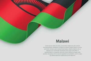 3d ruban avec nationale drapeau Malawi isolé sur blanc Contexte vecteur