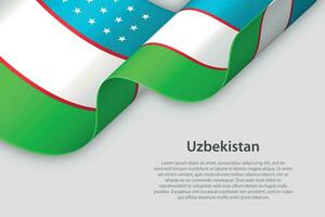 3d ruban avec nationale drapeau Ouzbékistan isolé sur blanc Contexte vecteur