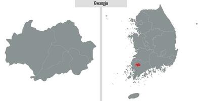 carte Etat de Sud Corée vecteur