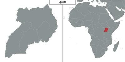 carte de Ouganda et emplacement sur Afrique carte vecteur