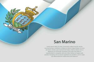 3d ruban avec nationale drapeau san marino isolé sur blanc Contexte vecteur