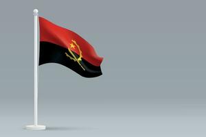 3d réaliste nationale angola drapeau isolé sur gris Contexte vecteur