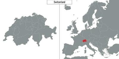 carte de Suisse et emplacement sur L'Europe  carte vecteur