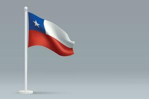 3d réaliste nationale Chili drapeau isolé sur gris Contexte vecteur