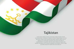 3d ruban avec nationale drapeau le tadjikistan isolé sur blanc Contexte vecteur