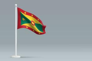 3d réaliste nationale Grenade drapeau isolé sur gris Contexte vecteur