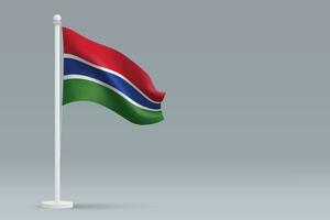 3d réaliste nationale Gambie drapeau isolé sur gris Contexte vecteur