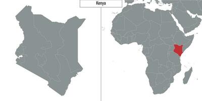 carte de Kenya et emplacement sur Afrique carte vecteur