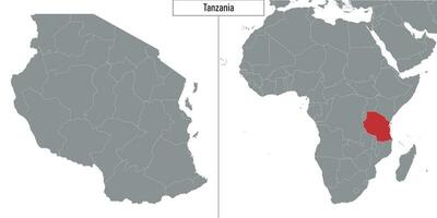 carte de Tanzanie et emplacement sur Afrique carte vecteur