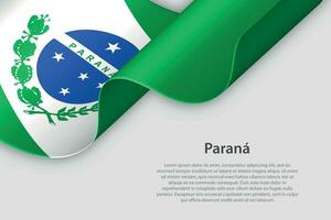 3d ruban avec drapeau parana. brésilien État. isolé sur blanc Contexte vecteur