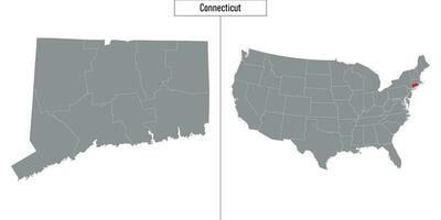 carte de Connecticut Etat de uni États et emplacement sur Etats-Unis carte vecteur