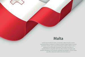 3d ruban avec nationale drapeau Malte isolé sur blanc Contexte vecteur
