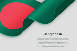 3d ruban avec nationale drapeau bangladesh isolé sur blanc Contexte vecteur