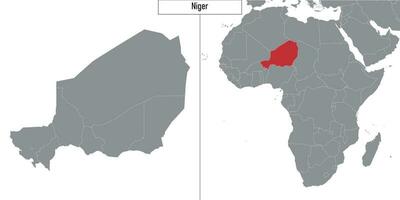 carte de Niger et emplacement sur Afrique carte vecteur