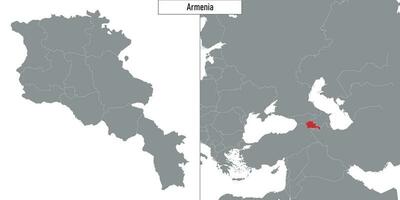 carte de Arménie et emplacement sur L'Europe  carte vecteur