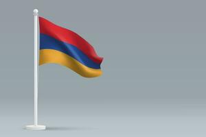 3d réaliste nationale Arménie drapeau isolé sur gris Contexte vecteur