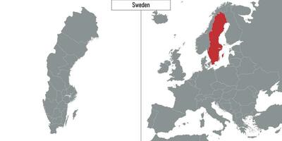 carte de Suède et emplacement sur L'Europe  carte vecteur