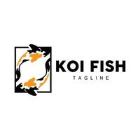 création de logo de poisson koi, vecteur de poisson d'ornement chanceux et triomphal chinois, icône de poisson d'or de marque d'entreprise