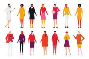 ensemble de différent les types de affaires femmes, différent pose les filles numérique Stock des illustrations vecteur