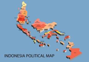 indonésie politique isométrique carte diviser par état vecteur