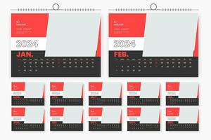 moderne 2024 bureau calendrier modèle conception vecteur