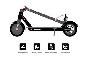 scooter électrique pliable. illustration - vecteur. vecteur