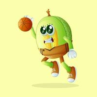 miellat melon personnage tremper une basketball vecteur