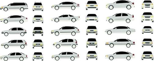 ensemble de différent de face et côté voitures dans réaliste conception isolé sur blanc Contexte vecteur