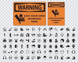icônes d'avertissement de signe de sécurité de symbole et ensemble d'étiquettes vecteur