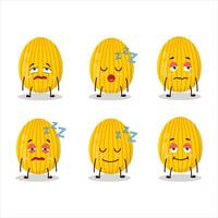 dessin animé personnage de ambre Pâques Oeuf avec somnolent expression vecteur