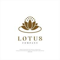 lotus fleur logo. vecteur conception lotus icône modèle sur foncé et rose Contexte dans plat style et lignes avec or effet pour éco, beauté, spa, yoga, médical entreprise