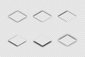 foncé réaliste ombre. ensemble de six rhombe ombres isolé sur Contexte. vecteur illustration.