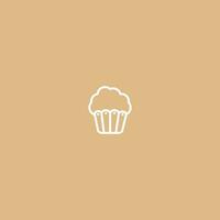 petit gâteau ligne art. Facile minimaliste logo conception inspiration. vecteur illustration.