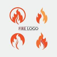 création de logo de feu et de flamme et vecteur de trucs chauds orange flamming icon set design illustration object