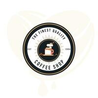 logo de café - illustration vectorielle, scénographie emblème sur fond noir. vecteur