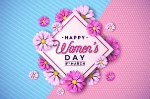 Carte de voeux Floral Happy Women&#39;s Day vecteur