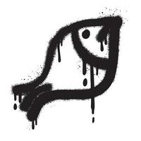 poisson graffiti avec noir vaporisateur peindre. vecteur