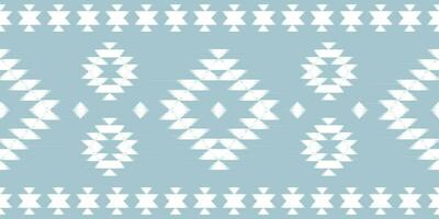 motif Noël ethnique Fait main magnifique ikat art. Noël Contexte. populaire broderie Noël modèle, géométrique art ornement imprimer. bleu, blanc couleurs. flocon de neige, étoile, poinsettia conception. vecteur