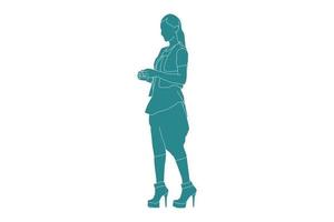 illustration vectorielle de femme à la mode, style plat avec contour vecteur