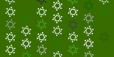 toile de fond de vecteur vert clair avec symboles de virus.
