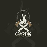 ensemble de ancien camping et Extérieur aventure emblèmes, logos et insignes. camp tente dans forêt ou montagnes. camping équipement. vecteur. vecteur