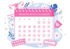 calendrier de la période de menstruation femmes pour vérifier l'illustration du cycle de la date vecteur