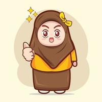 illustration de personnage de dessin animé mignon jeune fille musulmane vecteur