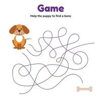illustration vectorielle. jeu pour les enfants d'âge préscolaire. labyrinthe ou labyrinthe pour les enfants. aider le chiot à trouver un os. route enchevêtrée. vecteur