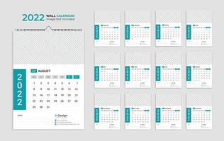 Modèle de calendrier mural 2022, planificateur d'affaires annuel de calendrier de calendrier, calendrier, calendrier d'événements, calendrier de bureau vecteur