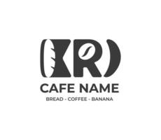 lettre kri avec café pain et banane icône symbole logo illustration vecteur