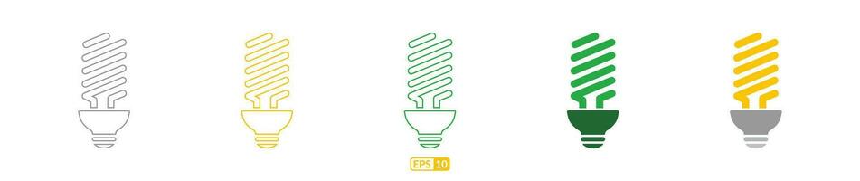 écologie vert LED ampoule icône ensemble vecteur