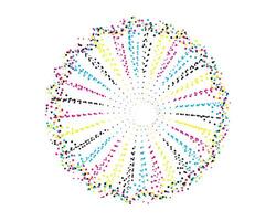 une circulaire modèle avec coloré points sur il, cmyk deux cercles avec coloré points sur leur ensemble, cmyk vecteur illustration de une fleur avec une cercle et une point, mandala vecteur