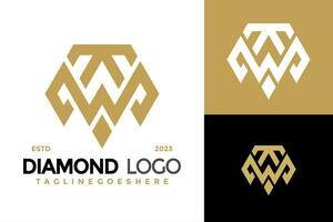 lettre w diamant bijoux logo conception vecteur symbole icône illustration