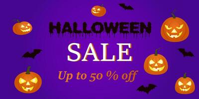 plat horizontal vente bannière modèle pour Halloween saison fête, Halloween vente vecteur